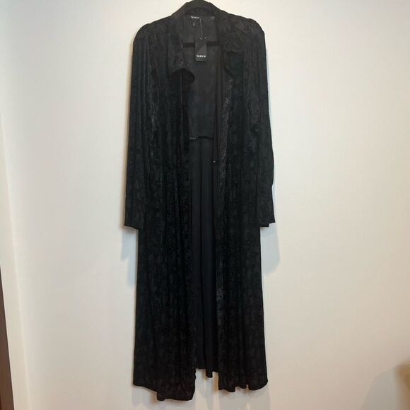 NWT Torrid Black Velvet Burnout Kimono Skeleton Damask Print Duster 4X 26 - Picture 3 of 13